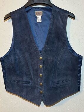 Vintage International Leather Collection Blue Suede Vest - Size S